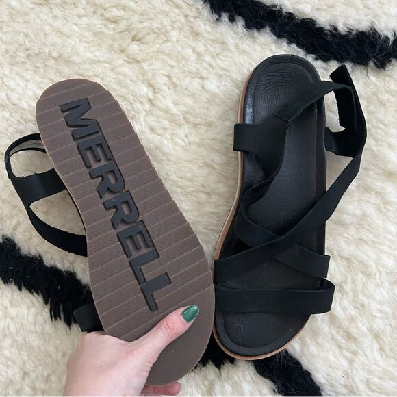 Merrell Juno Black Leather Backstrap Sandals - Picture 6 of 7